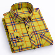 Men's Cotton Long Sleeve Brushed Plaid Leisure Work Daily Shirt