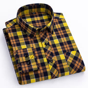 Men's Cotton Long Sleeve Brushed Plaid Leisure Work Daily Shirt