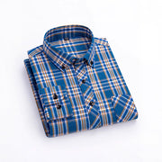 Men's Cotton Long Sleeve Brushed Plaid Leisure Work Daily Shirt