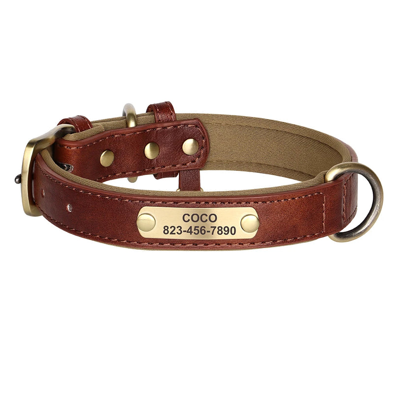 Personalized Dog Collar Leash Set Custom PU Leather Dogs Tag Collars Free Engraved Nameplate For Small Medium Large Dogs Pitbull
