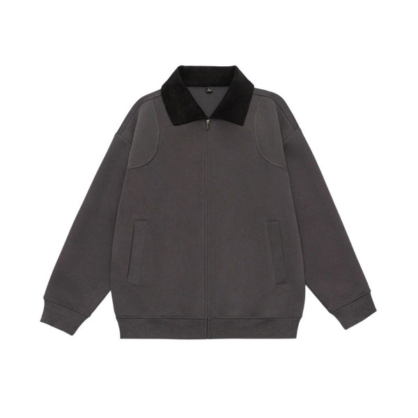 Color Block Turn-Down Collar Loose Sports Casual Jacket
