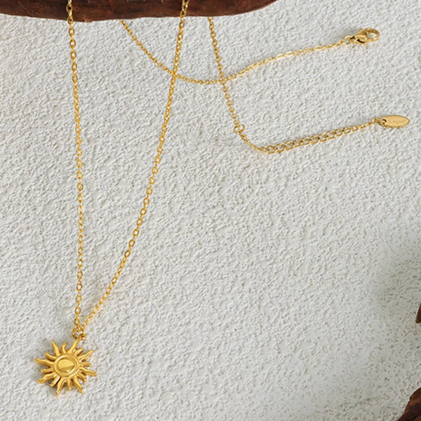 Clavicle chain fashionable and simple small sun pendant titanium steel necklace for women