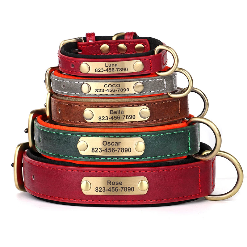 Personalized Dog Collar Leash Set Custom PU Leather Dogs Tag Collars Free Engraved Nameplate For Small Medium Large Dogs Pitbull