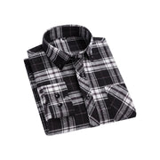 Men's Cotton Long Sleeve Brushed Plaid Leisure Work Daily Shirt