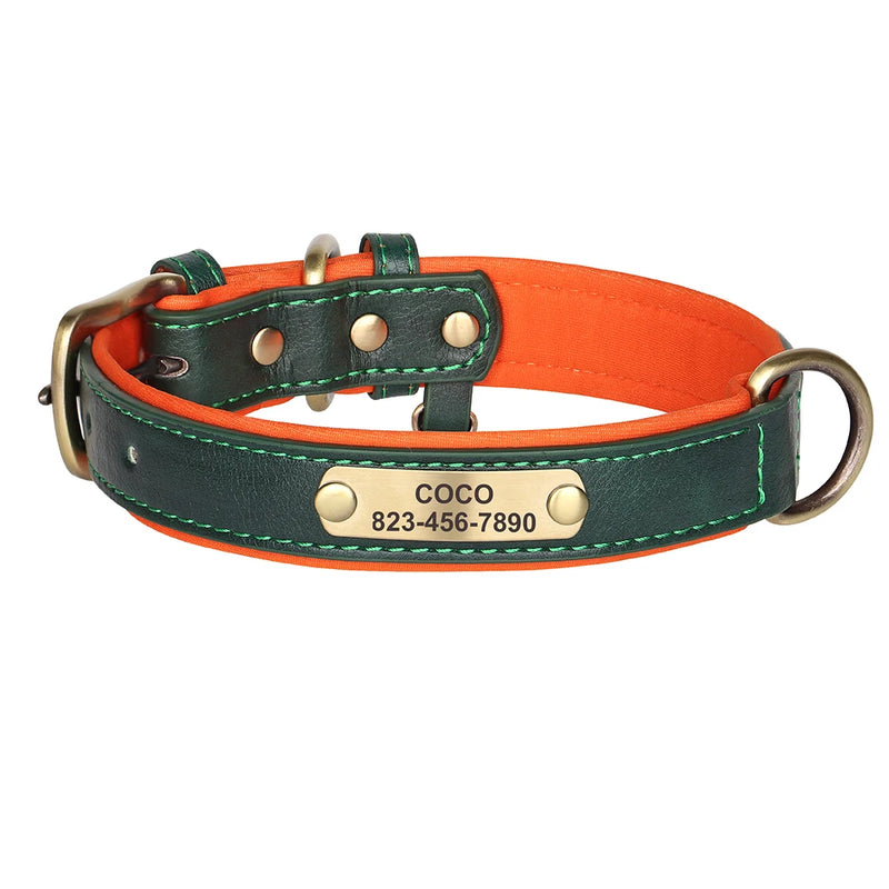 Personalized Dog Collar Leash Set Custom PU Leather Dogs Tag Collars Free Engraved Nameplate For Small Medium Large Dogs Pitbull