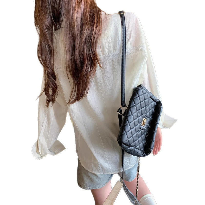 Style Blue Long Sleeve Shirt Jacket for Women Spring and Autumn Striped Blouse Outerwear Sunscreen Cardigan