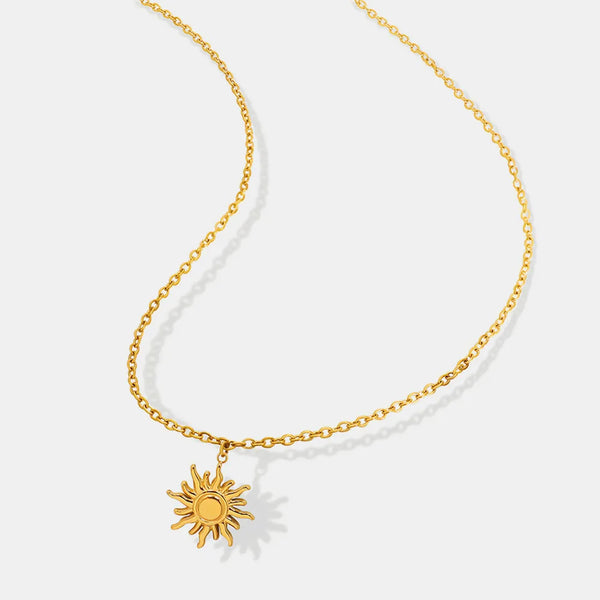 Clavicle chain fashionable and simple small sun pendant titanium steel necklace for women